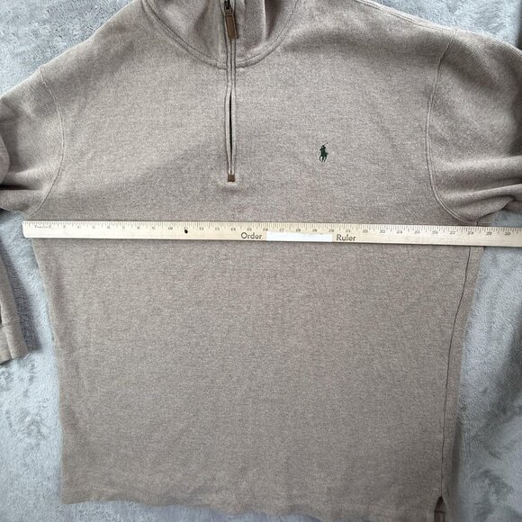 Polo Ralph Lauren Pullover Sweater Mens 2XL Big Beige Quarter Zip Cotton Classic - Picture 6 of 13